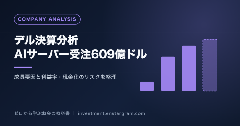 デル決算分析、AIサーバー受注609億ドルと書かれたアイキャッチ画像
