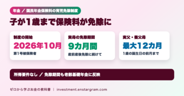国民年金の育児免除制度とは？2026年10月開始、子が1歳まで保険料免除｜対象者・母9カ月と父12カ月の期間、届出方法