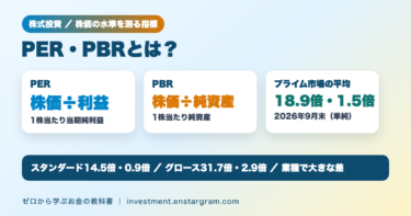 PER・PBRとは？計算式と目安、東証プライムの平均はPER18.9倍・PBR1.5倍｜市場別・業種別の比較と注意点（2026年9月末）